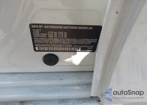 2013 BMW 528I xDrive из США, поврежденный, VIN WBAXH5C55DDW15344